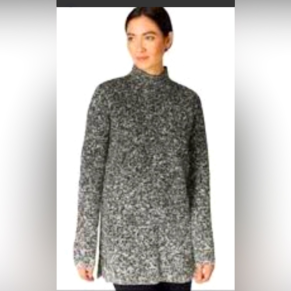 PureJill Sweater Knit Mock Neck Cozy Soft Cotton Blend Black and White Size XL